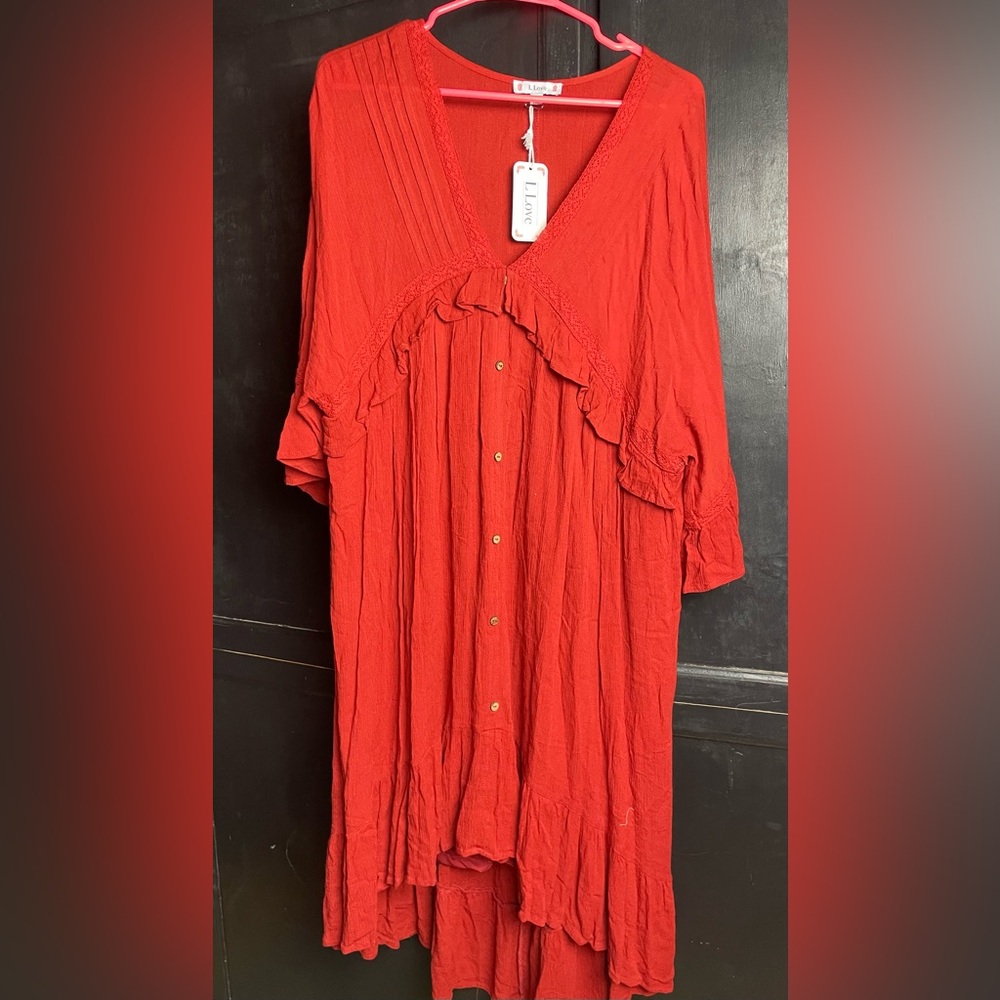 NWT Llove Orange Red Dress size 1xl